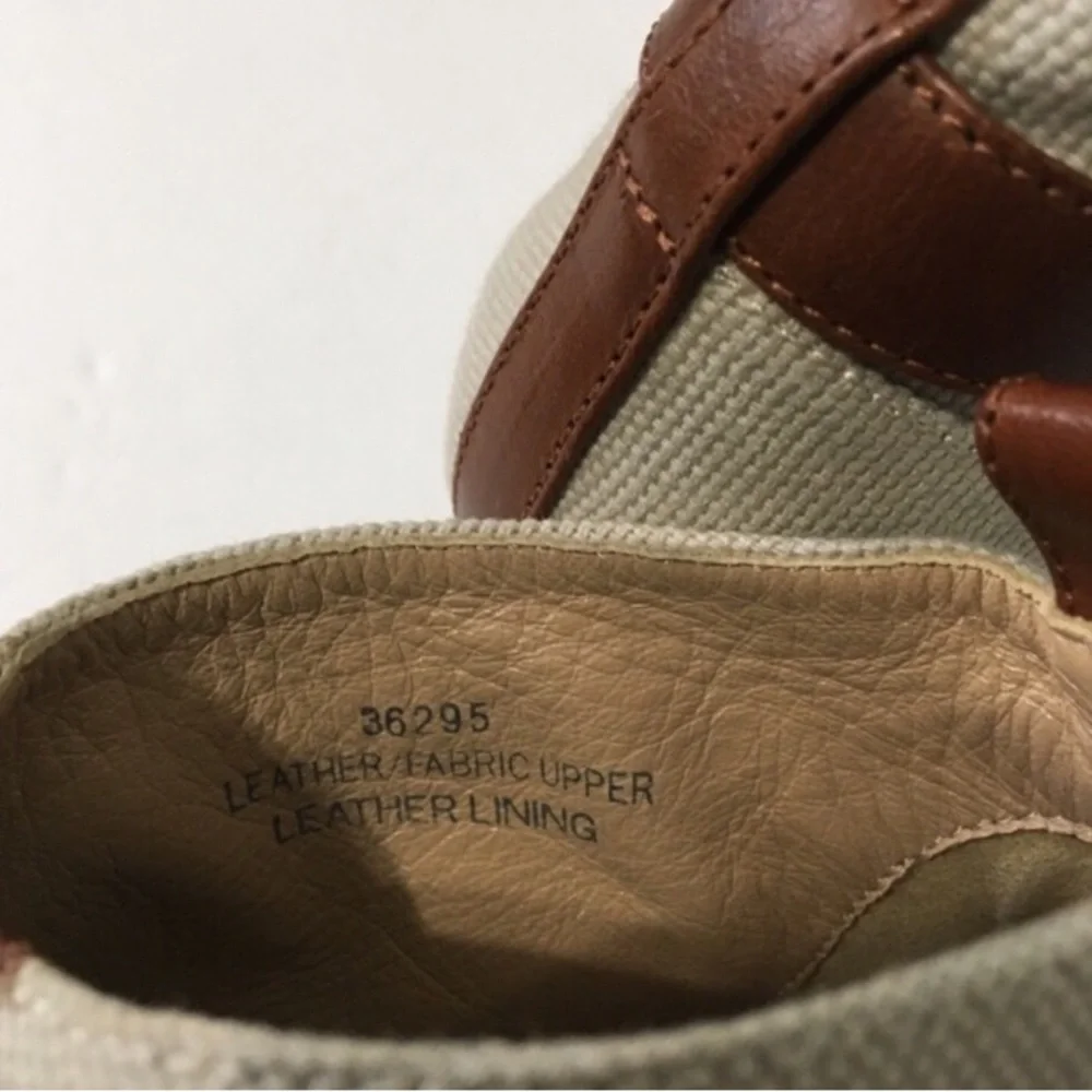 NWOT J. CREW Vintage Leather/Fabric Upper Leather Lining Lace Open Toe Shoes 9.5
